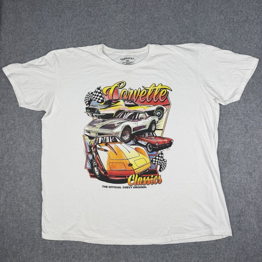 Chevrolet Corvette Classic Graphic T-Shirt Mens 3XL White Official Chevy GM